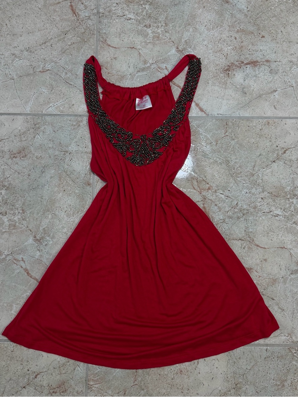 Roman Fashion red sleeveless fit-and-flare top/mini dress